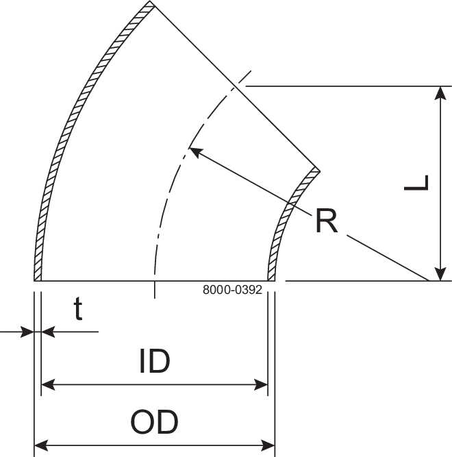 BEND 45 BS DN125 HSF2 1.4307