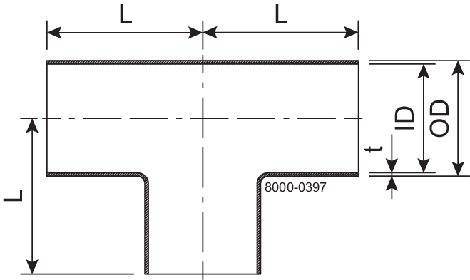 TEE EQUAL DN40 HSF3 1.4404