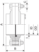 FLANGE COM DN50 1.4404 EPDM